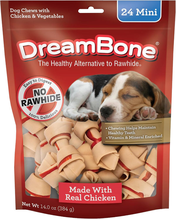 Dreambone Chicken Mini Bone Dog Treats, Daily Rawhide-Free Chew, Digests Safely and Completely, with Real Protein, Chicken and Veggies, 50 Count12