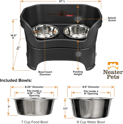 Neater Pet Brands Neater Feeder Deluxe Mess Proof Dog Bowls Elevated for Large Dogs over 40 Lbs, Made in USA, No Spill Raised Dog Food Bowl Stand Feeding Station, Food and Water Bowl Set, Black7