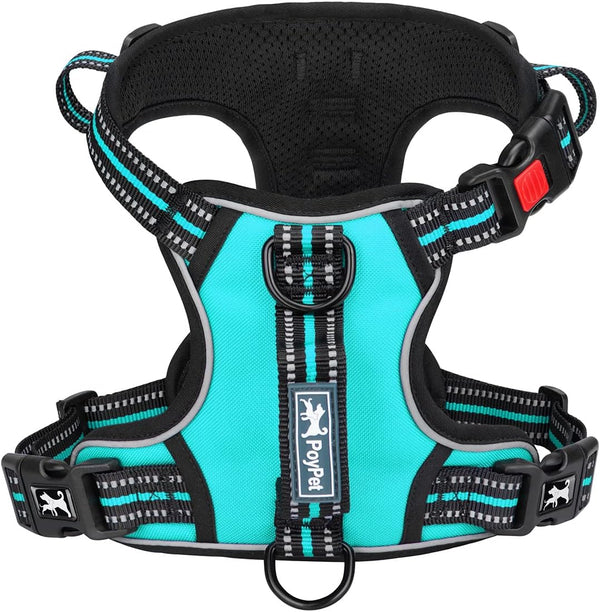 Poypet No Pull Dog Harness, No Choke Front Clip Reflective Dog Vest with Soft Padded Vertical Handle, 3 Leash Attachments for Small Medium Large Dogs (Black,Xl)7