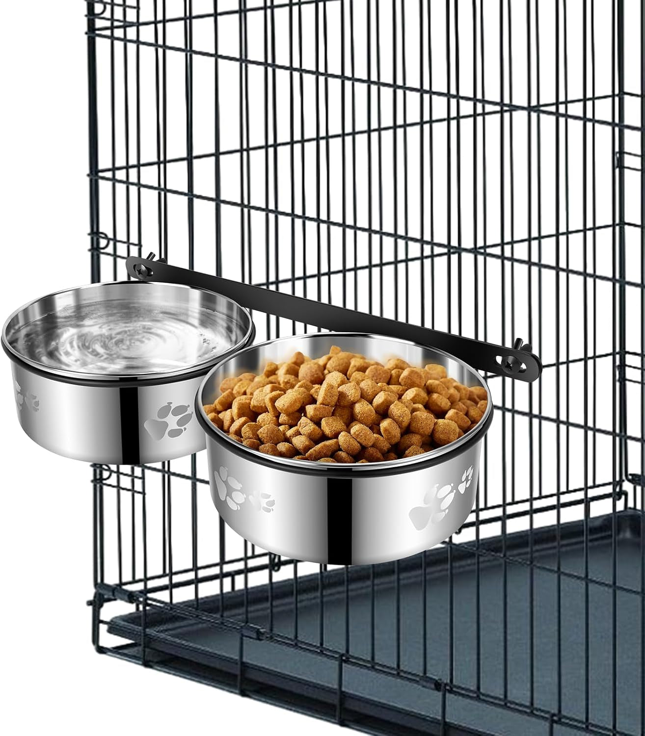 yummy-sam-hanging-pet-dog-food-water-bowl-for-cage-stainless-steel-non-spill-kennel-bowls-with-clamp-holder-crate-feeder-dish-for-medium-large-dogs-pets-silver-l-44-oz-44-oz