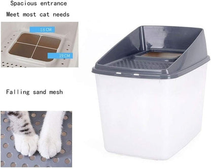 Dog Potty Training Toilet ﻿ Cat Litter Basin Fully Enclosed Large Space Top-In Semi-Enclosed Toilet Pet Supplies for Cats within 20 Kg(Brown)4