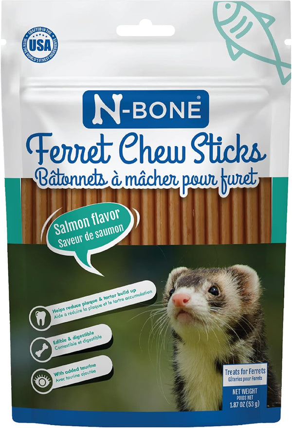 N-Bone Ferret Chew Sticks, Salmon Flavor, Natural Ferret Treats & Chew Treats, Tasty Snacks for Ferrets, 1.87 Oz1