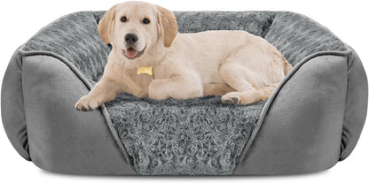 INVENHO Rectangle Washable Orthopedic Dog Bed for Small, Medium and Large Dogs, Soft Calming, Sleeping Puppy Bed Durable Pet Cuddler with Anti-Slip Bottom, S (20"X19"X6")15