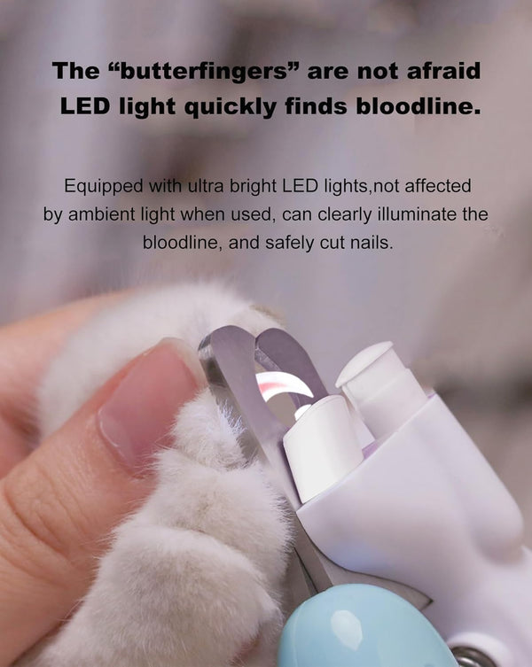 Cat Dog Pet Nail Clippers with Light, Llluminates Cat Dog Nails or Bloodline, Safety Pet Nail Clipper for Dogs, Cats, Rabbits, Sharp, No Nail Splitting(Blue)2