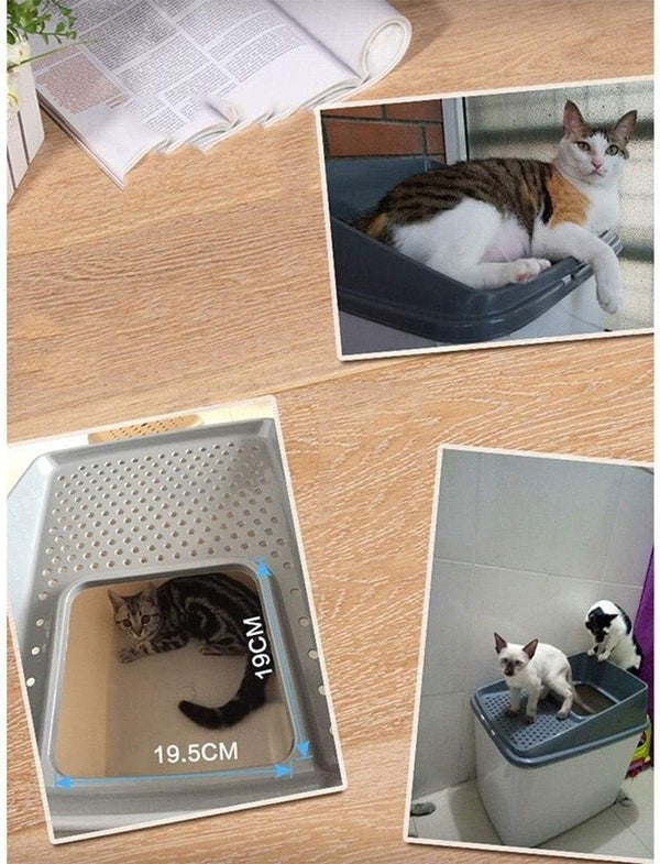 Dog Potty Training Toilet ﻿ Cat Litter Basin Fully Enclosed Large Space Top-In Semi-Enclosed Toilet Pet Supplies for Cats within 20 Kg(Brown)5