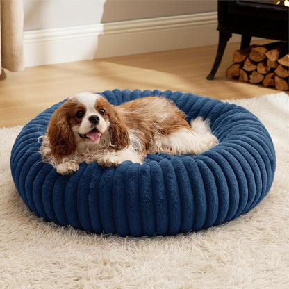 Bedsure Comfyfleece™ Donut Large Dog Bed - Washable Faux Fur with Corduroy Fleece & anti Slip Bottom, round Pet Bed with Removable Cover, Camel Brown, 36X36X8 Inches | 36X36X8In,Calming round Pet Bed,Support Plush , with Removable Corduroy Fleece for Big Dog,Anti Slip Bottom,Camel Brown9