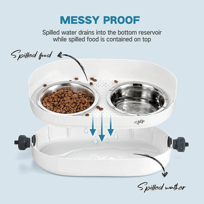 All for Paws Height Adjustable Cat Elevated Bowls Stainless Steel Dog Food Water Bowls, Height Adjustable Cat Feeder Mess Proof Pet Feeding Bowls for Small to Large Size Cats4