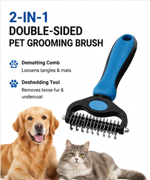 Dog Grooming Tool, Professional Deshedding Tool Dogs & Cats - Gentle, Efficient & Fur, Pet Grooming Brush, Dog & Cat Grooming Tool，Blue：Large2