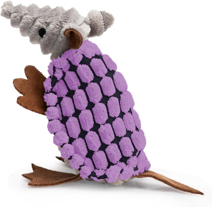 Hollypet Plush Dog Squeaky Toy Stuffed Armadillo Animal Pet Puppy Chew Toys with Clean Teeth for Small Medium Large All Breed Sizes Dogs, Gray, 8 In29