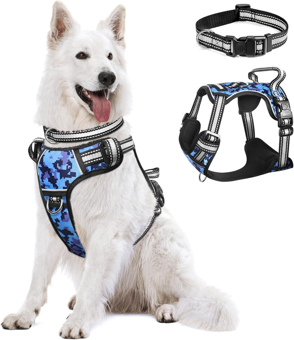 Dog Harness No Pull, Pet Harnesses with Dog Collar, Adjustable Reflective Oxford Outdoor Vest, Front/Back Leash Clips for Small, Medium, Large, Extra Large Dogs, Easy Control Handle for Walking15
