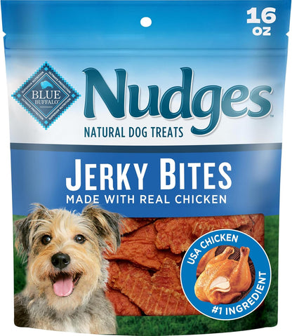Blue Buffalo Nudges Chicken Jerky Bites Natural Dog Treats, Tender & Meaty Dog Snacks, Healthy Reward or Training Treat, Made in the USA with Real Chicken, No Artificial Preservatives, 16 Oz.1