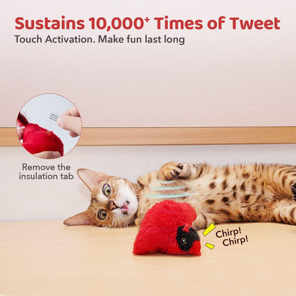 Potaroma Cat Toys Chirping Birds 2 Pcs with Catnip Silvervine, Interactive Cat Kicker, Lifelike Birdie Tweets, Indoor Kitty Kitten Exercise Toys 4.0" | Cat Kicker, Lifelike Birdie Tweets, Indoor Kitty Kitten Exercise Toys 4.0 Inches5