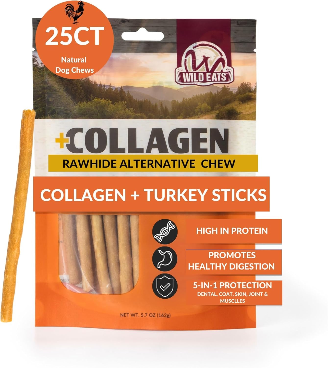 wild-eats-real-duck-collagen-bully-sticks-for-dogs-25-pack-rawhide-free-no-hide-chew-treat-made-without-grain-5-inch-size-high-protein-satisfies-natural-gnawing-urges-suits-all-breeds