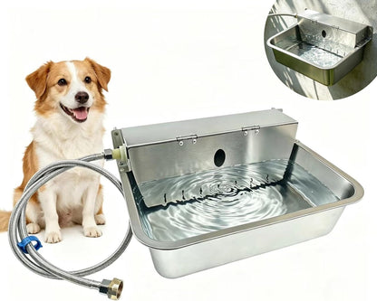 Automatic Dog Water Dispenser,Wide Mouth Design,Water Level Control | 11L Stainless Steel Outdoor Dog Water Bowl,With Float Valve Auto Refill for Dogs, Alpacas & Livestock,With 3/4" Brass Adapter10