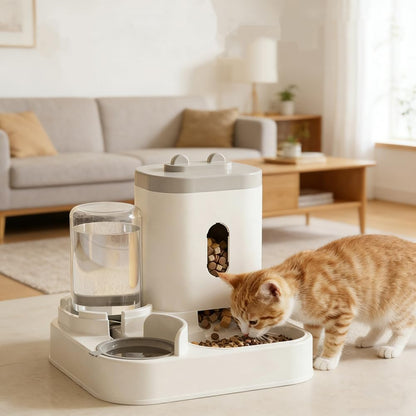 Automatic Cat Feeder and Water Dispenser Set, Gravity Pet Food Bowl and Waterer Station Large-Capacity for Small Medium Pets Puppy Kitten Rabbit (Blue)6