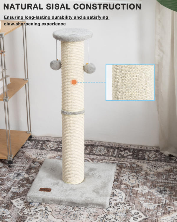 34" Cat Scratching Post with Replaceable Sisal Scratcher | Tall Cat Scratch Post for Indoor Cats Adults, Sturdy and Durable Large Scratching Post, Vertical Cat Post with Hanging Balls4