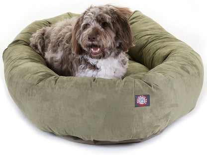 Majestic Pet 32 Inch Suede Calming Dog Bed Washable – Cozy Soft round Dog Bed with Spine Support for Dogs to Rest Their Head - Fluffy Donut Dog Bed 32X23X7 (Inch) - round Pet Bed Medium – Sage33