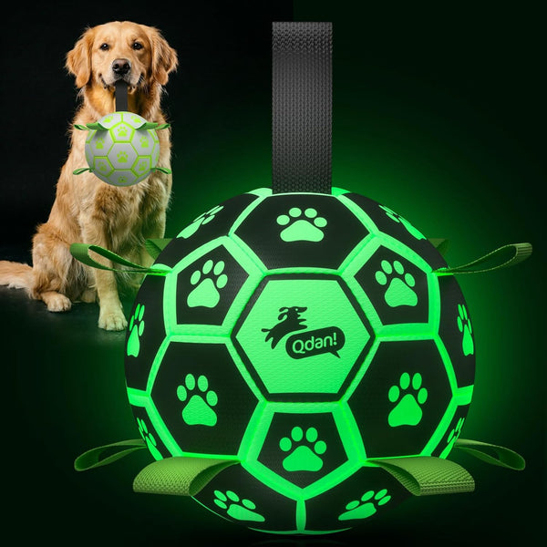 QDAN Dog Toys Dog Balls, 6 Inch Dog Soccer Ball with Straps, Herding Balls | Dog Birthday Toy, Balls for 20-40Lbs Dogs, Outdoor Puppy Toys to Keep Them Busy, Interactive Toy for Tug, Pool Water Toy Ball20