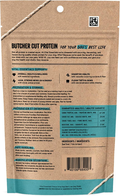 Vital Essentials Freeze Dried Dog Treats | Beef Liver, Single Ingredient | Premium Quality | Grain Free Training Treats for Dogs, 2.1 Oz Bag2