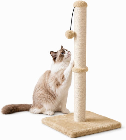 Dimaka 29" Height Tall Cat Scratching Post, Claw Scratcher with Sisal Rope and Covered with Soft Smooth Plush, Vertical Scratch [Full Strectch] for Standard Size Cats(Grey, 29 Inches for All Cats)16