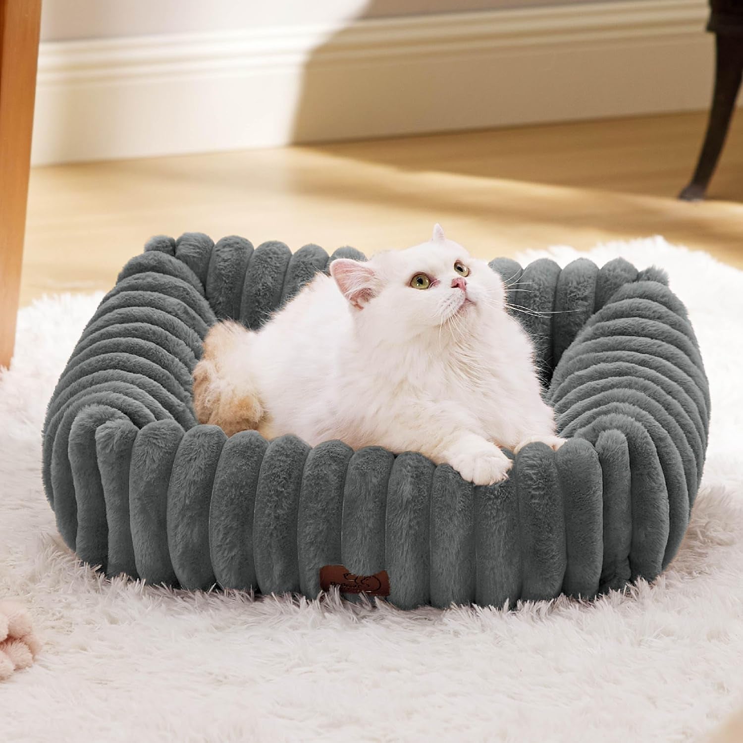 bedsure-comfyfleece™-cute-dog-bed-for-small-medium-dogs-washable-25in-cream-furry-puppy-beds-square-rectangle-orthopedic-corduroy-aesthetic-pet-beds-removable-zipper-cover-non-slip-bottom-up-to-15-lbs
