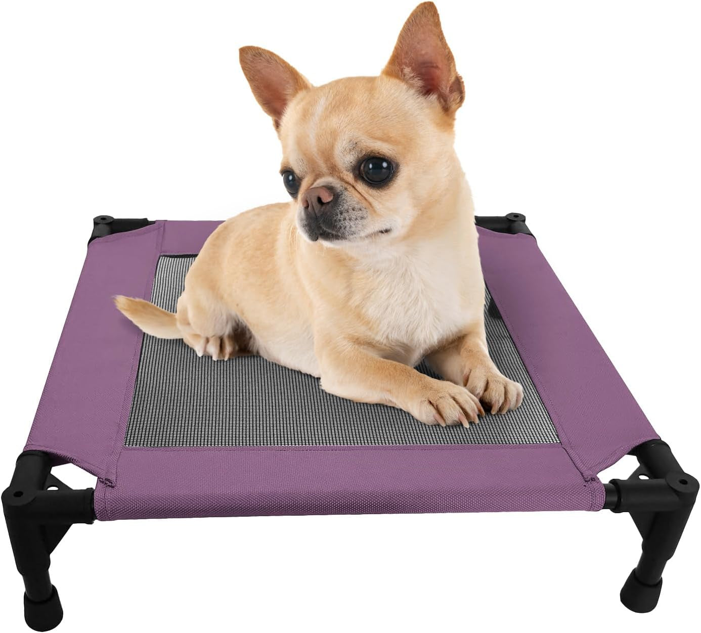 pozico-elevated-pet-bed-with-breathable-mesh-for-small-cat-and-dog-raised-cooling-pet-cot-for-puppy-and-kitty-18-9x18-9-inch-black-bed
