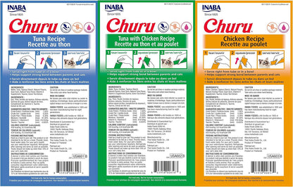 INABA Churu Lickable Purée Natural Cat Treats Tuna & Chicken 3 Flavor Assortment of 12 Tubes2