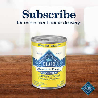 Blue Buffalo Homestyle Recipe Healthy Weight Chicken Dinner with Garden Vegetables Paté Natural Wet Dog Food, Made with Natural Ingredients, Vitamins & Minerals, 12.5-Oz. Can (12 Count)13