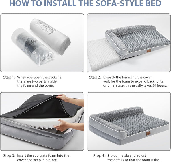 BFPETHOME Orthopedic Dog Beds for Large Dogs-Waterproof Sofa Dog Bed with Removable Washable Cover, Big Pet Bed with Waterproof Lining and Nonskid Bottom,Pet Bed for Large Dogs4