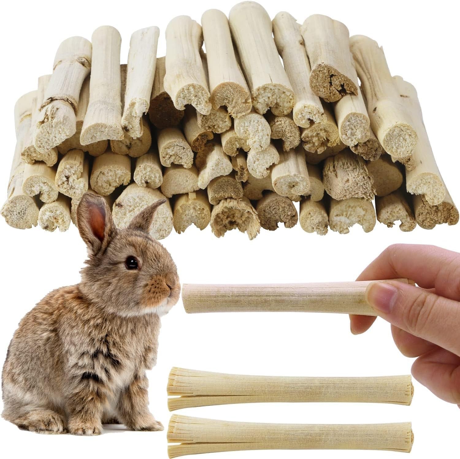 2lb-sweet-bamboo-chew-sticks-for-rabbits-guinea-pigs-natural-molar-teething-treats-60-75-sticks-dental-grinding-toys-for-hamsters-chinchillas-rats-small-animals