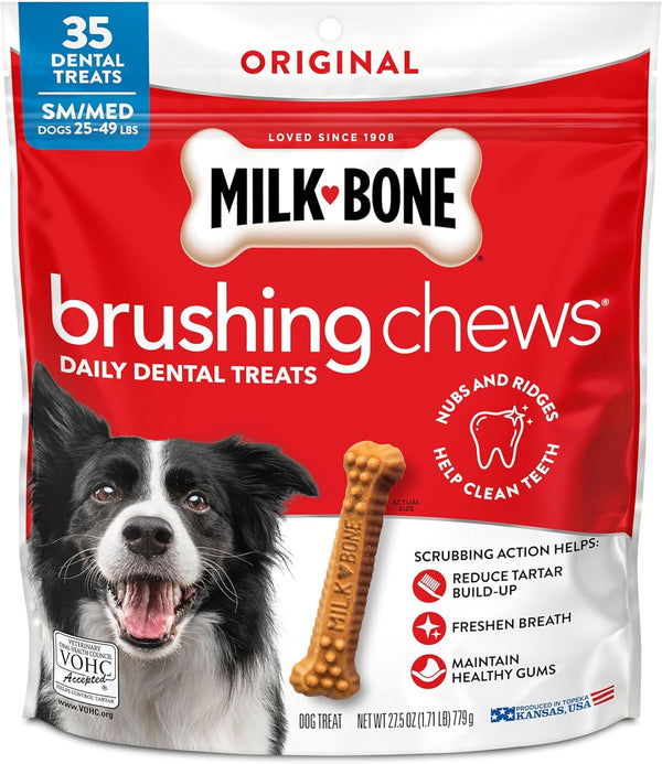 Milk-Bone Brushing Chews Large Daily Dental Dog Treats, 33.7 Oz Bag | 25 Treats, Chicken Flavored, VOHC Accepted Dental Chews, Helps Clean Teeth and Freshen Breath, for Large Dogs 50 Lbs and Up17