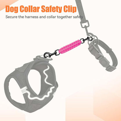 Dog Collar Safety Clip, Collar Companion, Handmade Backup Safety Strap, Double-Ended Clip Leash Connector, Suitable for Dog Harnesses, Prong, Pinch Collars (Pink, 1 Pack)4
