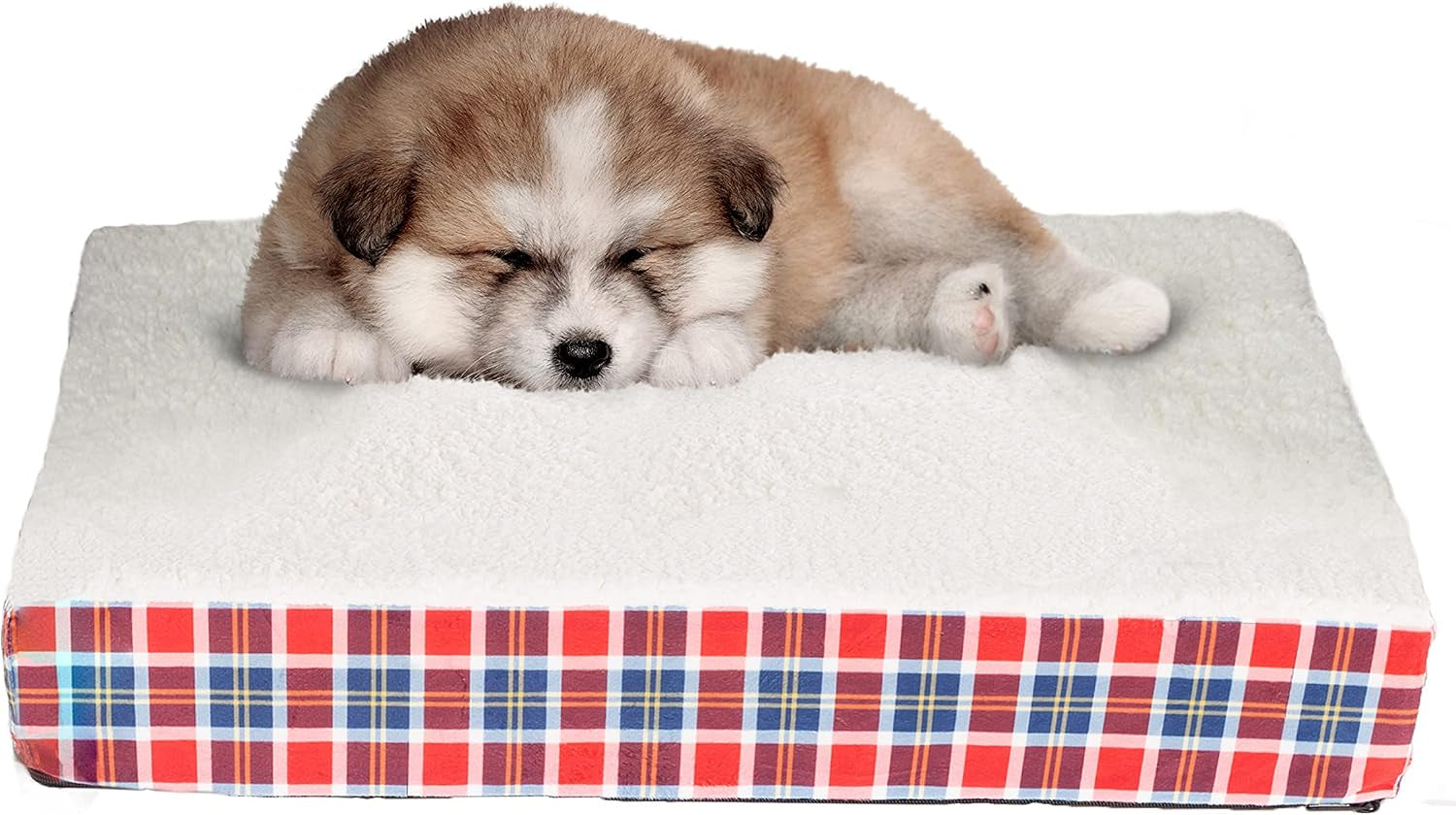 orthopedic-dog-bed-2-layer-memory-foam-crate-mat-with-machine-washable-sherpa-cover-20x15-pet-bed-for-small-dogs-up-to-20lbs-by-petmaker-gray