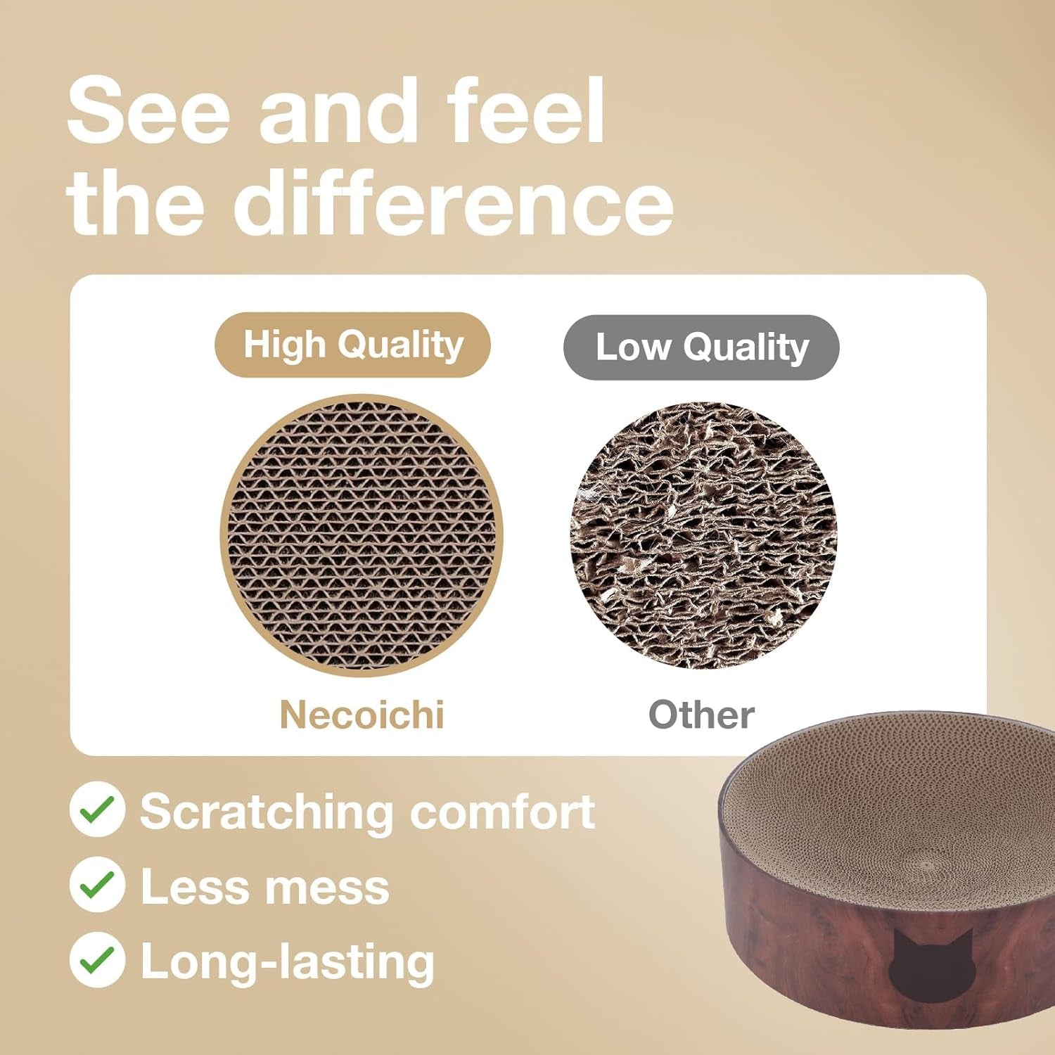 necoichi-cat-scratcher-bowl-for-indoor-cats-cat-scratching-lounger-with-reversible-usability-and-extra-comfort-for-lounge-cardboard-bed-couch-regular-dark-cherry