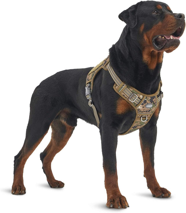 Auroth Tactical Dog Harness for Large Dogs No Pull Adjustable Pet Harness Reflective K9 Working Training Easy Control Pet Vest Military Service Dog Harnesses Army Yellow L44