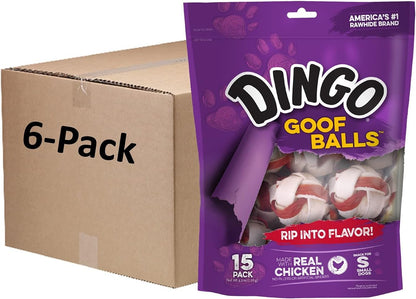 Dingo Goof Balls Rawhide Treats for Small Dogs, with Real Chicken, 15 Ct | Long-Lasting Rawhide Chew Wrapped with Real Chicken, Natural Chewing Action Promotes Clean Teeth, for Adult Dogs8