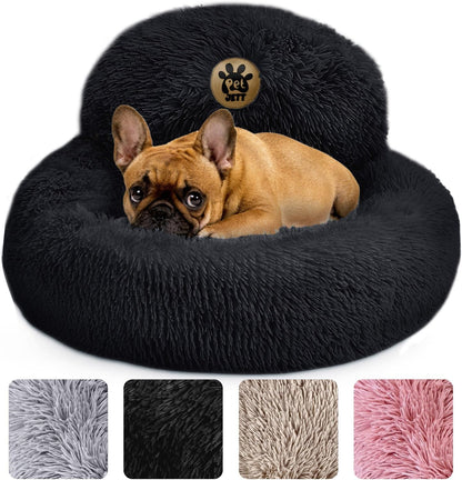 Petjett Calming Dog Bed Medium Size Dog - 30'' Donut Bed, Washable Dog Bed, Anti-Slip & Super Soft Fluffy Plush round Dog Bed, Anti-Anxiety Premium Comfort Pet Bed, Fits Dogs Upto 45 Lbs - Dark Grey21