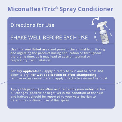 Miconahex+Triz Spray Conditioner for Dogs, Cats and Horses, 8 Oz, Clear | Antibiofilm, Moisturizing; Packaging May Vary3