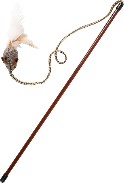 Ourpet'S Play-N-Squeak Teathered & Feathered Play Wand Cat Toy, for All Breed Sizes1
