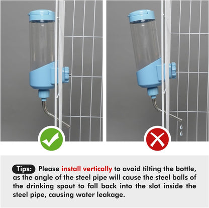 Vannon Top Fill Small Animal Water Dispenser for Cage, 23Oz Auto Feeding Crate Water Bottle for Rabbit, Chinchilla, Ferret, Guinea Pig, Squirrel, Hedgehog, Pet Nozzle Diameter: 10Mm, BPA Free, Blue2
