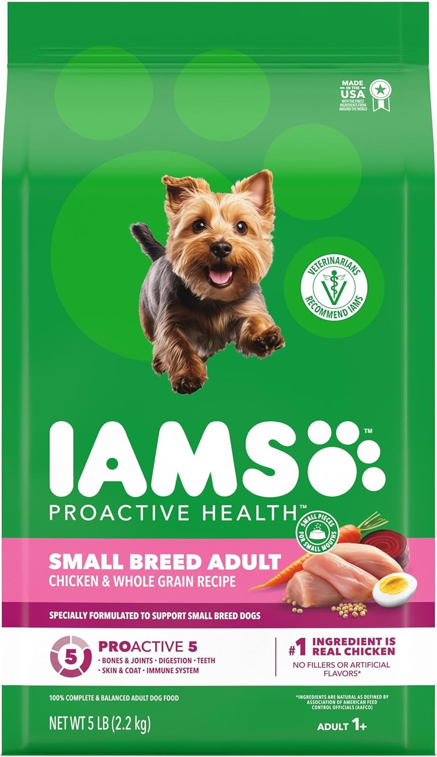 iams-proactive-health-small-breed-dry-dog-food-chicken-grain-15-lb-real-chicken-1-ingredient-small-kibble-for-small-mouths-natural-fiber-prebiotics-no-fillers-or-artificial-flavors