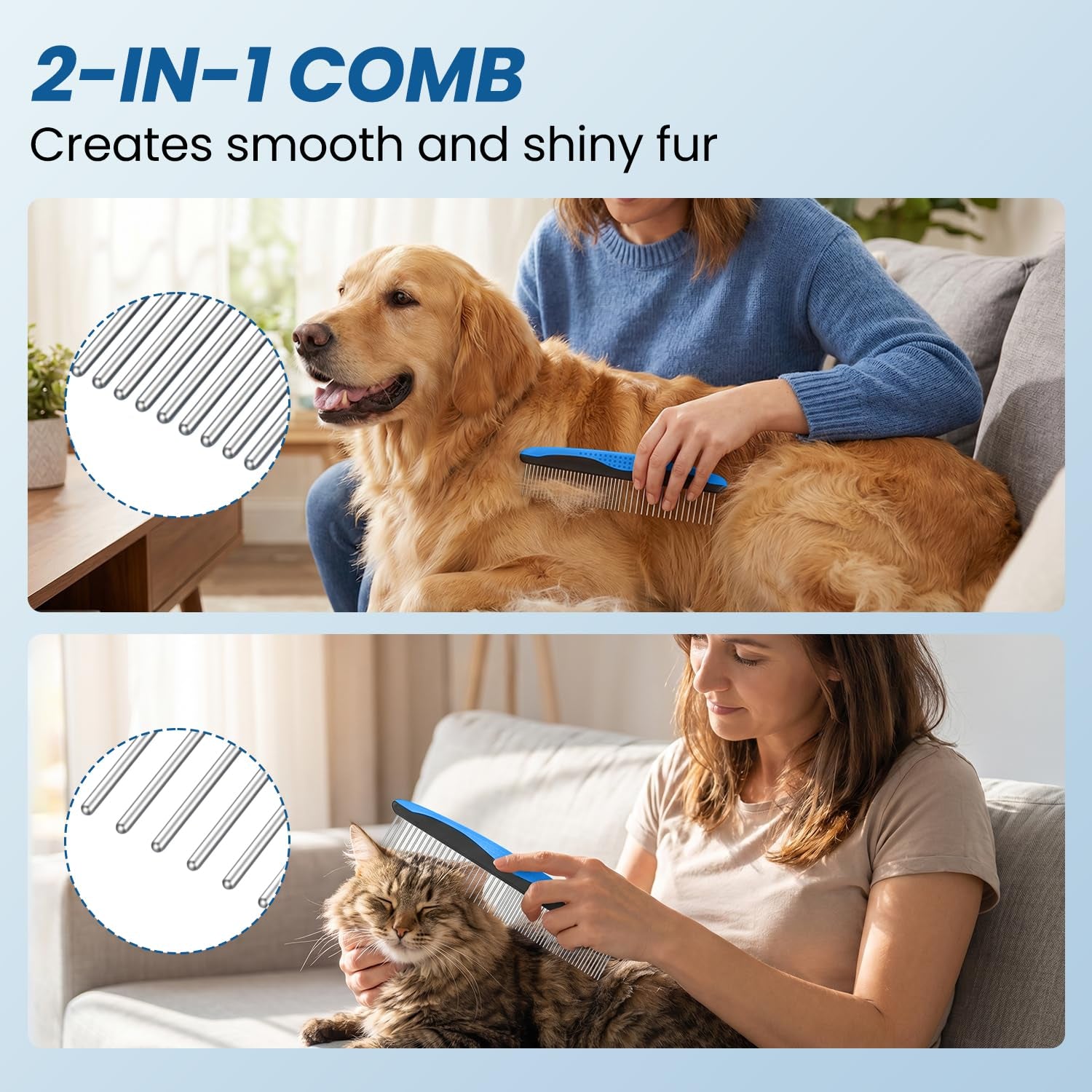 double-sided-pet-grooming-rake-4-in-1-professional-pet-grooming-kit-deshedding-dematting-tool-for-dogs-cats-extra-wide-grooming-brush-deshedder-comb-for-long-short-haired-pets-blue-kit-4pcs