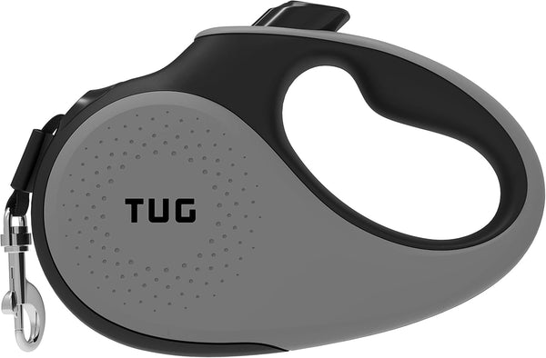 TUG 360° Tangle-Free Retractable Dog Leash | 16 Ft Strong Nylon Tape | One-Handed Brake, Pause, Lock (Medium, White)10