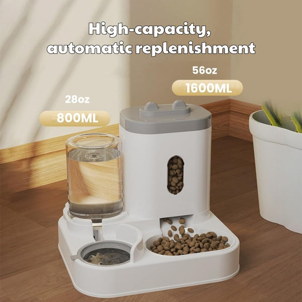 Automatic Cat Feeder and Water Dispenser Set, Gravity Pet Food Bowl and Waterer Station Large-Capacity for Small Medium Pets Puppy Kitten Rabbit (Blue)2
