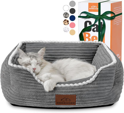 Cat Dog Bed for Pets, Rectangle Pet Bed Gift for Puppy and Kitten, Machine Washable Calming Fluffy Pet Couch Sofa for Indoor Outdoor, Portable Soft Cat Bed with Non-Slip Bottom (Small, Pink)13