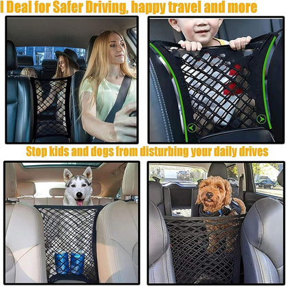 DYKESON Dog Car Net Barrier Pet Barrier with Car Mesh Organizer for Dog & Child, Safety Divider with Upgraded Storage Pouch, Easy Install for Cars & Suvs3
