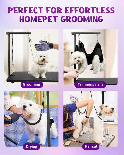 Adjustable Dog Grooming Arm with Clamp Dog Grooming Hammock and Loop Noose | Metal Dog Grooming Table Arm, Adjustable Height 17"-35", No Sit Haunch Holder, Grooming Restraint for Small & Medium Dogs7