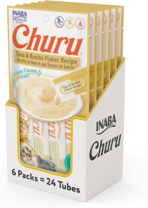 INABA Churu Cat Treats, Lickable, Squeezable Creamy Purée Cat Treat with Green Tea Extract & Taurine, 0.5 Ounces Each Tube, 24 Tubes (4 per Pack), Chicken Recipe29