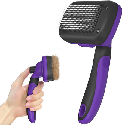 Dipoo Self Cleaning Shedding Brush - Skin Friendly Grooming Tool for Dogs, Cats, and Puppies, Deshedding and Hair Removal for Long and Short Haired Pets, Black12