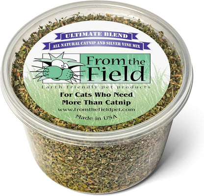 From the Field | Ultimate Blend Catnip & Silver Vine | Premium Usa-Grown Catnip for Toys & Playtime | Fresh, Potent, Non-Toxic, Eco-Friendly | Safe for Kittens & Cats | Resealable 2 Oz Tub1